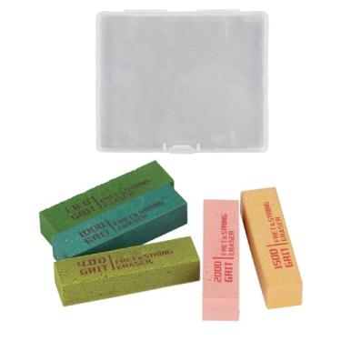 Imagem de Conjunto de 5 peças de blocos de borracha para polimento de cordas de traste de guitarra areia de diamante de borracha 180 400 1000 1500 2000 gramatura para baixo, ukuleles, bandolim, guitarristas