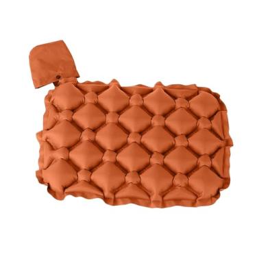 Imagem de Ysyqkn Almofada de assento inflável para viagem, almofada de assento de ar respirável, tapete dobrável para cadeira de escritório, de de ar para acampamento, Laranja