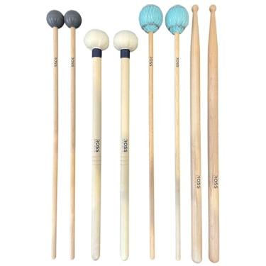Imagem de Conjunto de martelo para bateria intermediária ROSS Percussão: Tímpanos Gerais, Baquetas SD2, Marretas Vibrafones Médios, Marretas de Borracha Xilofone
