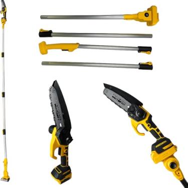 Imagem de Mini Motosserra Elétrica com Cabo Extensor Telescópico, Motopoda de Poda em Altura até 3M, Serra de Galhos a Bateria, Podadora Automática Portátil