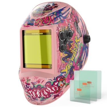 Imagem de YESWELDER Capacete de soldagem de escurecimento automático de visão grande, bloqueio de luz azul, máscara de capô de soldador movida a energia solar de cor verdadeira 1/1/1/1 com 4 sensores de arco