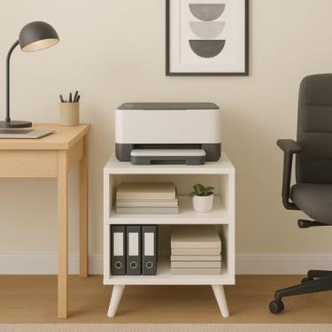 Imagem de Mesa De Cabeceira Com Prateleiras e Com Pés Mesinha Canto Decoração Quarto Sala - Brovália