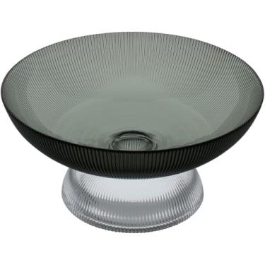 Imagem de CENTRO DE MESA FRUTEIRA HOME&CO COM PÉ VIDRO 12x25x25cm FUMÊ