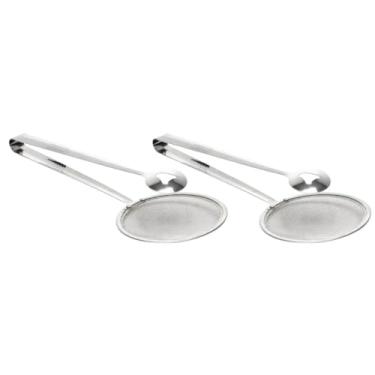 Imagem de Kit 2 Escumadeira Com Pegador Para Fritura Inox 28cm Lyor Cozinha Buffet Restaurante