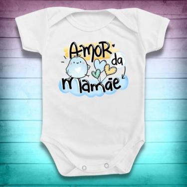 Imagem de Body Bebê Amor Mamãe Menino Azul Roupinha Gestante Presente - Borizinh