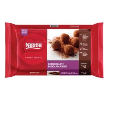 Imagem de Barra de Chocolate Cobertura Profissional Meio Amargo Nestlé 1kg