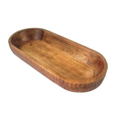 Imagem de Centro De Mesa Madeira Oval Decorativo 52Cm Bandeja Rústica