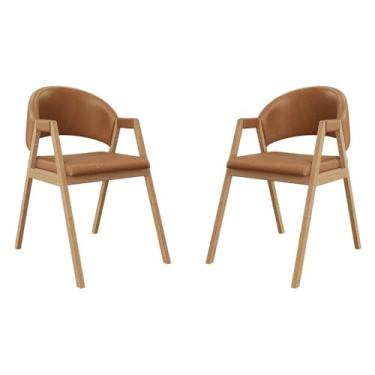 Imagem de Kit 2 Cadeiras Suellen Mesa de Jantar Moderna Tecidos Variados - Balaqui Cor:courino Marrom Claro