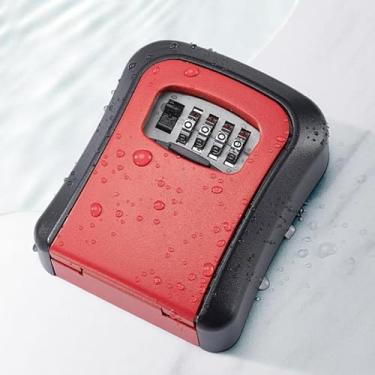 Imagem de Caixa de chave combinada, caixa de chaveiro, combinação de fechadura montável na parede, vermelho