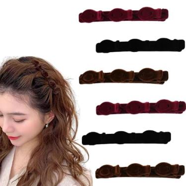 Imagem de Grampos de cabelo trançados para mulheres, preto, vermelho, marrom, acessórios de cabelo com bico de pato 6 peças de presilhas antiderrapantes para cabelos grossos e finos