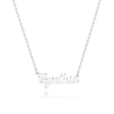 Imagem de Hidepoo Colar com nome personalizado – Colar com pingente de nome personalizado de aço inoxidável, corrente delicada com nome de letra, joias personalizadas, presentes para mulheres e meninas, Metal