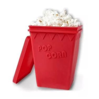 Imagem de Pipoqueira Microondas Silicone Balde Pipoca Sem Oleo Saudavel Com Tampa Panela Pop Corn Refratario Luxo