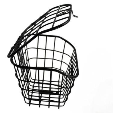 Imagem de Cesta Bicicleta, Cesta de Bicicleta Reforçada com Tampa Aço Completa(Preto)