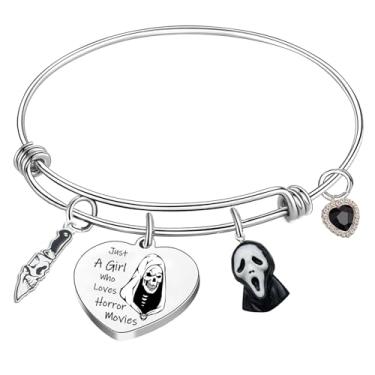 Imagem de Nfyxcaz Presentes de terror para mulheres e homens, pulseira com cara de fantasma, mercadoria, presente de filme de terror, pulseira de Halloween