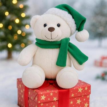 Imagem de Urso Natal Amigo Do Papai Noel Com Cachecol E Gorro De Neve Presente L