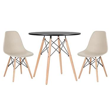Imagem de Loft7, Mesa redonda Eames 80 cm preto + 2 cadeiras Eiffel Dsw
