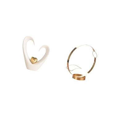 Imagem de Fenteer Escultura Moderna E Minimalista em Forma de Coração E Suporte para Garrafa de Vinho em Ferro para Decoração de Prateleira de Sala de Estar Ou Mesa de