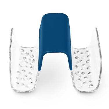 Imagem de Spectrum Sela de pia para pia de cozinha organizador de esponja transparente azul e suporte de escova, escova de prato e esponjas de plástico para armazenamento de pia dupla com orifícios de drenagem