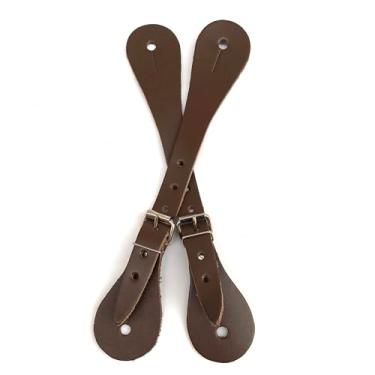Imagem de Correia de Espora Quarto de Milha, Tradicional Em Couro, Preta e Marrom, com Fivela Dupla, para Montaria (Marrom)