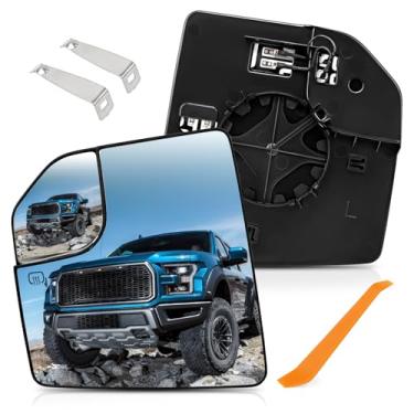 Imagem de TOP-MAX Substituição de vidro do espelho lateral do motorista compatível com Ford F150 2015-2020, vidro retrovisor aquecido do lado esquerdo substitui JL3Z-17K707-A FL3Z-17K707-L