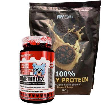 Imagem de Kit Dimethylex Termogênico + Whey Protein 900g 100% Puro-Unissex