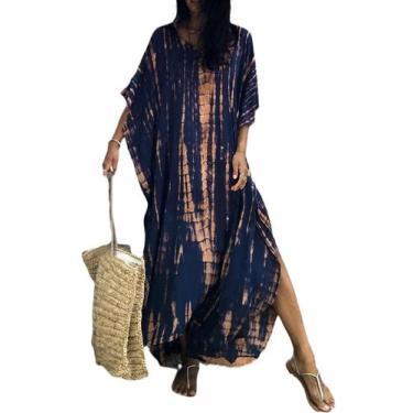 Imagem de Vestido kaftan SMUDGE Life para mulheres plus size roxo de verão