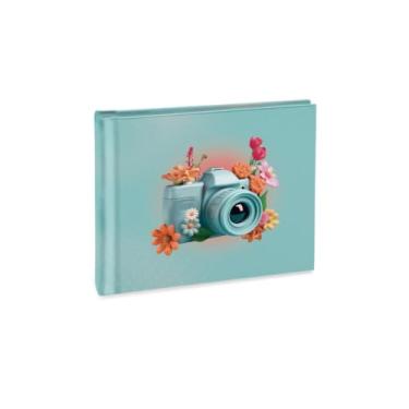 Imagem de Álbum de fotos Ical, encadernação fotolivro autocolante, com 12 páginas de papel rígido branco - compatível com Polaroid e Instax mini - linha Instalovers pequeno - modelo verde-claro câmera 3D - 896