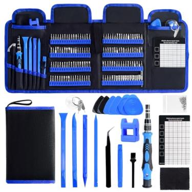 Imagem de Conjunto de chaves de fenda de precisão de 168 peças com alça ergonômica, eixo flexível, design magnético para iPhone, MacBook, laptop, PC, console de jogos | Inclui Pry Bar, Ventosa, Pinças ESD e