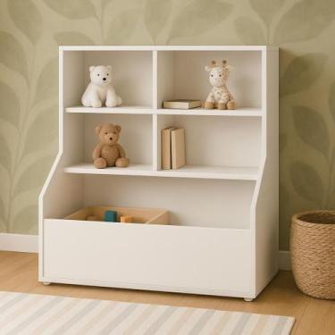 Imagem de Organizador de Brinquedos Estante Infantil Prateleira com Baú 4 Nichos