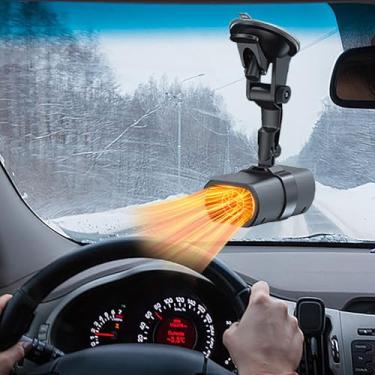 Imagem de Aquecedor de carro, aquecedor portátil de carro 12V 150W, desembaçador de para-brisa e descongelador com ventosa e suporte, aquecedor de carro de aquecimento e resfriamento rápido 2 em 1 que se