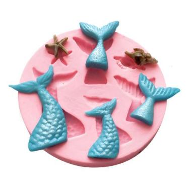 Imagem de Molde De Silicone Sereia Conchas Mar Oceano Confeitaria Biscuit Artesa