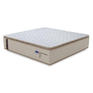 Imagem de Colchão King Probel Molas Ensacadas Pillow Top 193x203x30cm Guarda Costas Genova Branco-bege Branco - Bege