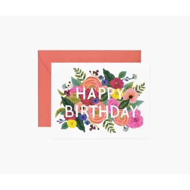 Imagem de RIFLE PAPER CO. Cartão de aniversário Juliet Rose em caixa com 8, 10,8 cm C x 14 cm L Interior em branco permite que sua nota escrita à mão atenciosa seja o centro do palco, feito artesanalmente nos EUA
