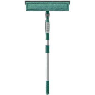 Imagem de Rodo Limpa Vidros Profissional com Extensão, Verde, Alumínio e Microfibra, Cabo Telescópico, Limpeza de Janelas e Vidraças