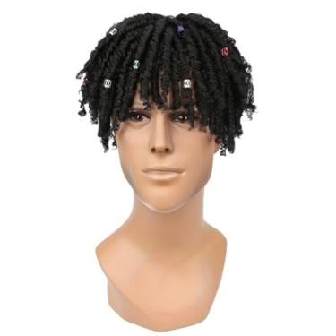 Imagem de Peruca Dreadlock preta de 15 cm com clipes, tranças para homens, peruca de fibra de alta temperatura para um visual ousado