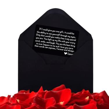 Imagem de Yreamont Presentes de Natal para marido namorado esposa, cartão de carteira gravado para homens marido eu te amo presentes para ele marido Bf inserção de carteira de aço inoxidável para marido Bf
