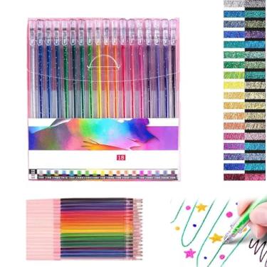 Imagem de Conjunto de 18 canetas de gel com glitter para livros de colorir com refis para livros de colorir e desenhar
