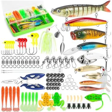 Imagem de Takieaquax Iscas de pesca, caixa de equipamento de 92 peças com equipamento incluído, crankbaits, colher, anzóis, pesos e outros acessórios, kit de equipamento de isca de pesca presente para homens