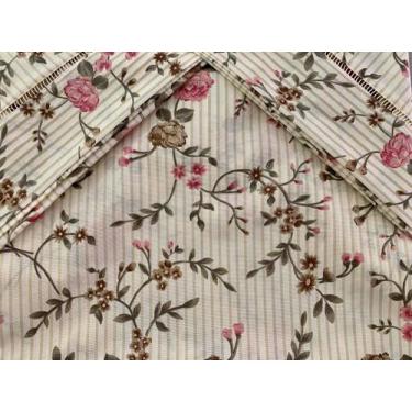 Imagem de Jogo de Lençol Casal Padrão 3 Peças Rosinha 100% Algodão - Bordados LS