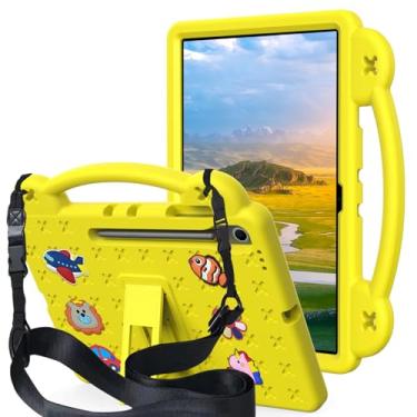 Imagem de Capa infantil para Galaxy Tab S10 FE+ (33.3 cm), capa protetora de EVA leve à prova de choque com alça de ombro, suporte e alça para Galaxy Tab S10 FE Plus 2025 33.3 cm SM-X620 / SM-X626B, amarelo