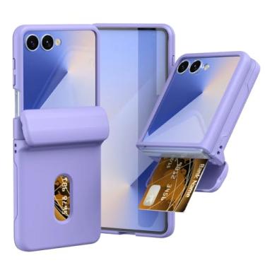 Imagem de Capa com dobradiça de mola e compartimento para cartão em cores doces para Samsung Galaxy Z Flip 7 6 5 4 3 (Galaxy Z Flip6/Roxo)