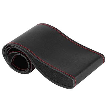 Imagem de Matybobe Capa de volante de couro de microfibra universal confortável DIY acessório interior de carro 38 cm 38.1 cm preto vermelho preto (preto vermelho)