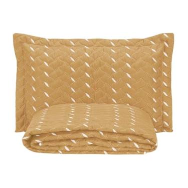 Imagem de Jogo de Cama Solteiro, 2 Peças, Hipercal 400 Fios, Cobre Leito 180x240cm, Porta Travesseiro 70x50cm, Bordado Elegante (Solteiro Heittor/Amarelo)