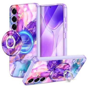 Imagem de Btscase Capa para Samsung Galaxy S25, [compatível com MagSafe] [proteção militar] com suporte magnético removível, parte traseira rígida de policarbonato e capa de suporte ajustável à prova de choque