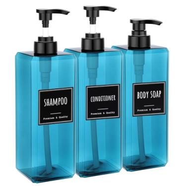Imagem de Segbeauty Conjunto de frascos com bomba de plástico de 1000 ml para xampu e condicionador de banheiro, 3 unidades grandes de dispensador de sabão para as mãos com bomba, recipiente líquido de loção