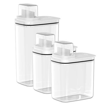 Imagem de Kit 3 Dispenser Lavanderia Alvejante Amaciante Sabão Ou - Linha Flow (Branco)