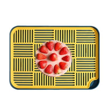 Imagem de Bandeja para secar pratos - Rack de drenagem para pratos com design de camada dupla - Rack de secagem de permite auto drenagem, rack de de cozinha durável para pia, mesa de centro ao ar