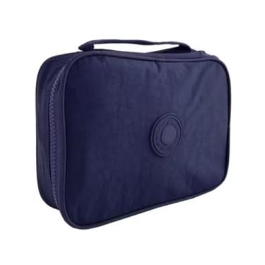 Imagem de Estojo Infantil Escolar Feminino Masculino Box Juvenil Grande Jumbo 2 Compartimentos (AZUL ESCURO)