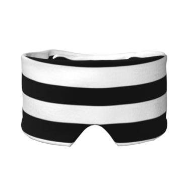 Imagem de Protetor de olhos e orelhas listrado, preto, branco, estampado, respirável, ajustável, blecaute, venda, confortável