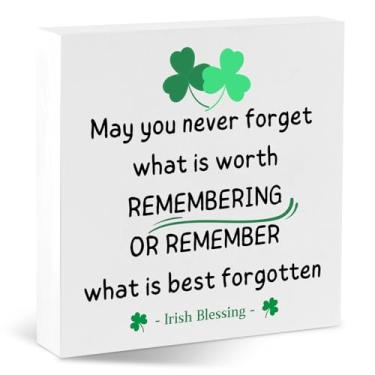 Imagem de EXUBERIUM Decoração Para O Dia De São Patrício, Placa Bênção Irlandesa, Que Você Decore, Caixa Presente Madeira Casa, Cozinha, Mesa, Prateleira, Exibição, 5,5 X 5,5"